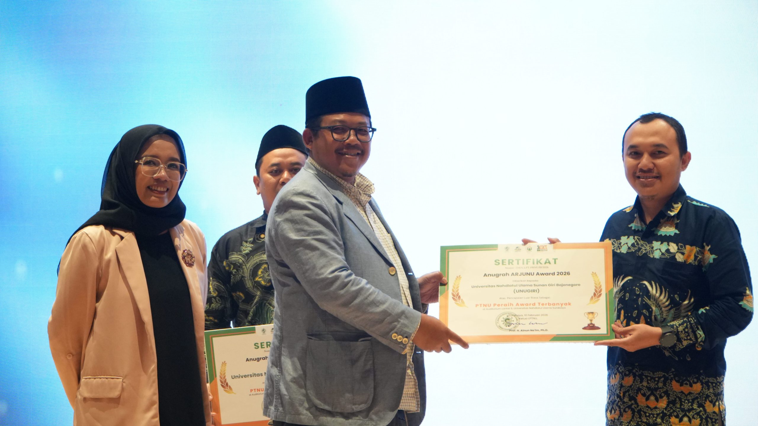 UNUGIRI Raih Predikat Perguruan Tinggi NU Peraih Penghargaan Terbanyak pada ARJUNU Award 2026
